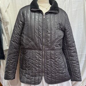 Via Spiga Dark Gray Quilted Puffer Jacket